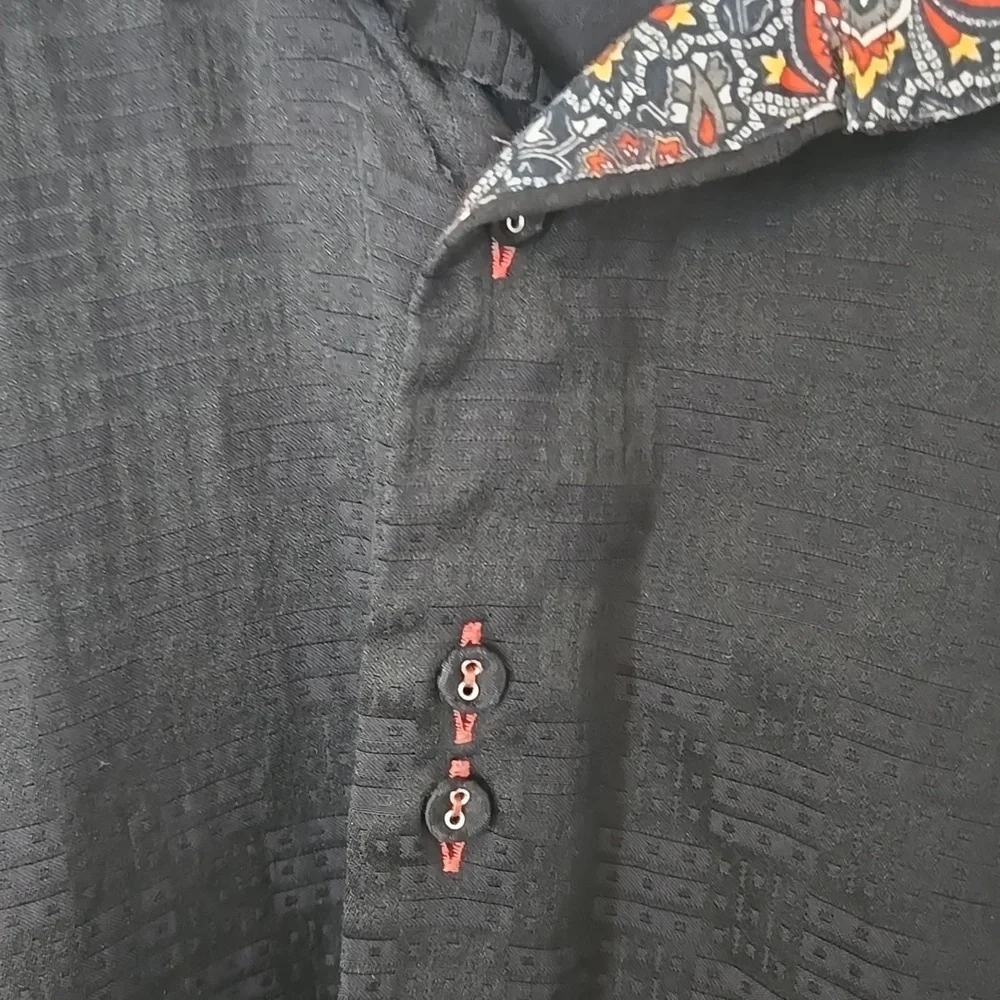 A 21 | Black Cotton Contrasting Cuffs Collar Dress Shirt Size XL